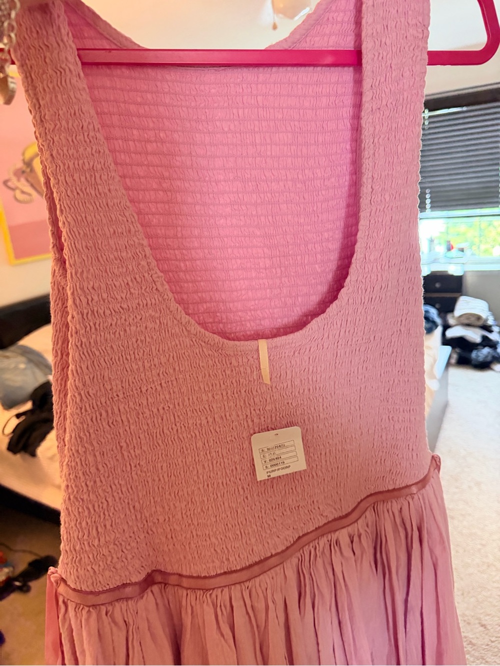 Free People nightingale Pink Textured Smocked Midi Dress - Picture 2 of 2